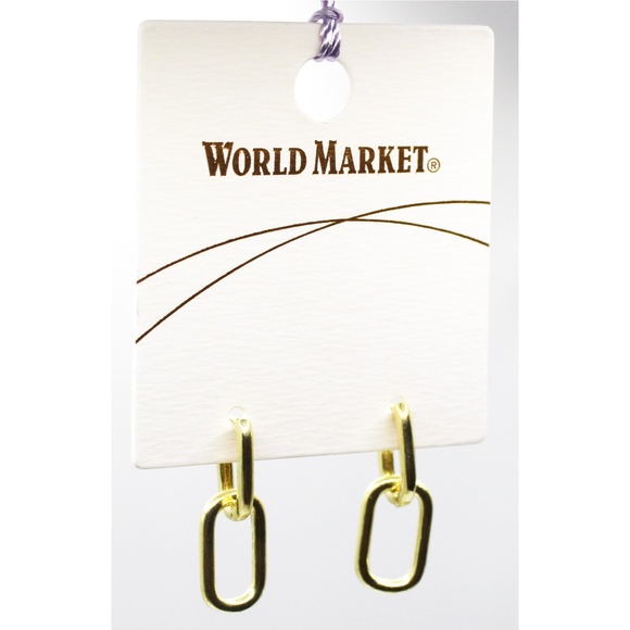 Cost Plus World Market Jewelry - NWT Gold tone link hoop earrings